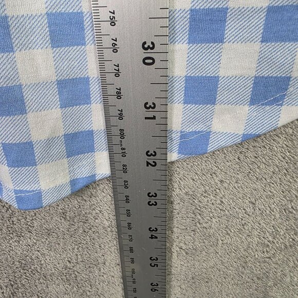 Womens LuLaRoe Blue & White Gingham Top Short Sleeve Polyester Spandex Size L - Picture 7 of 8